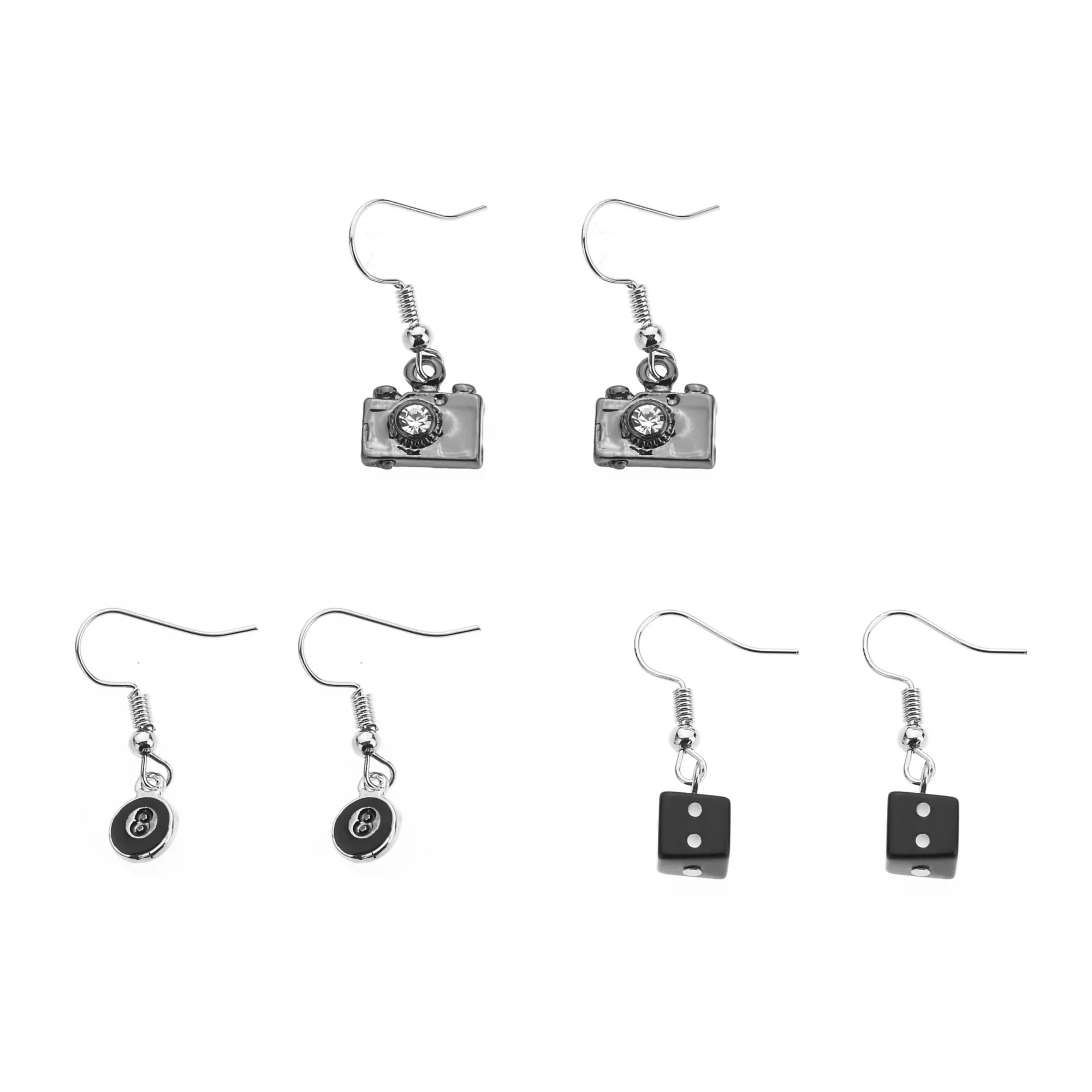 Multi-Pack Dice and 8-Ball Dangle Earrings - 3 Pair at Spencer's