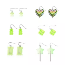 Multi-Pack Green Heart Dice Candy Dangle Earrings - 6 Pair at Spencer's