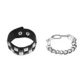 Multi-Pack Black and White Checkered Stud and Chain Bracelets - 2 Pack at Spencer's