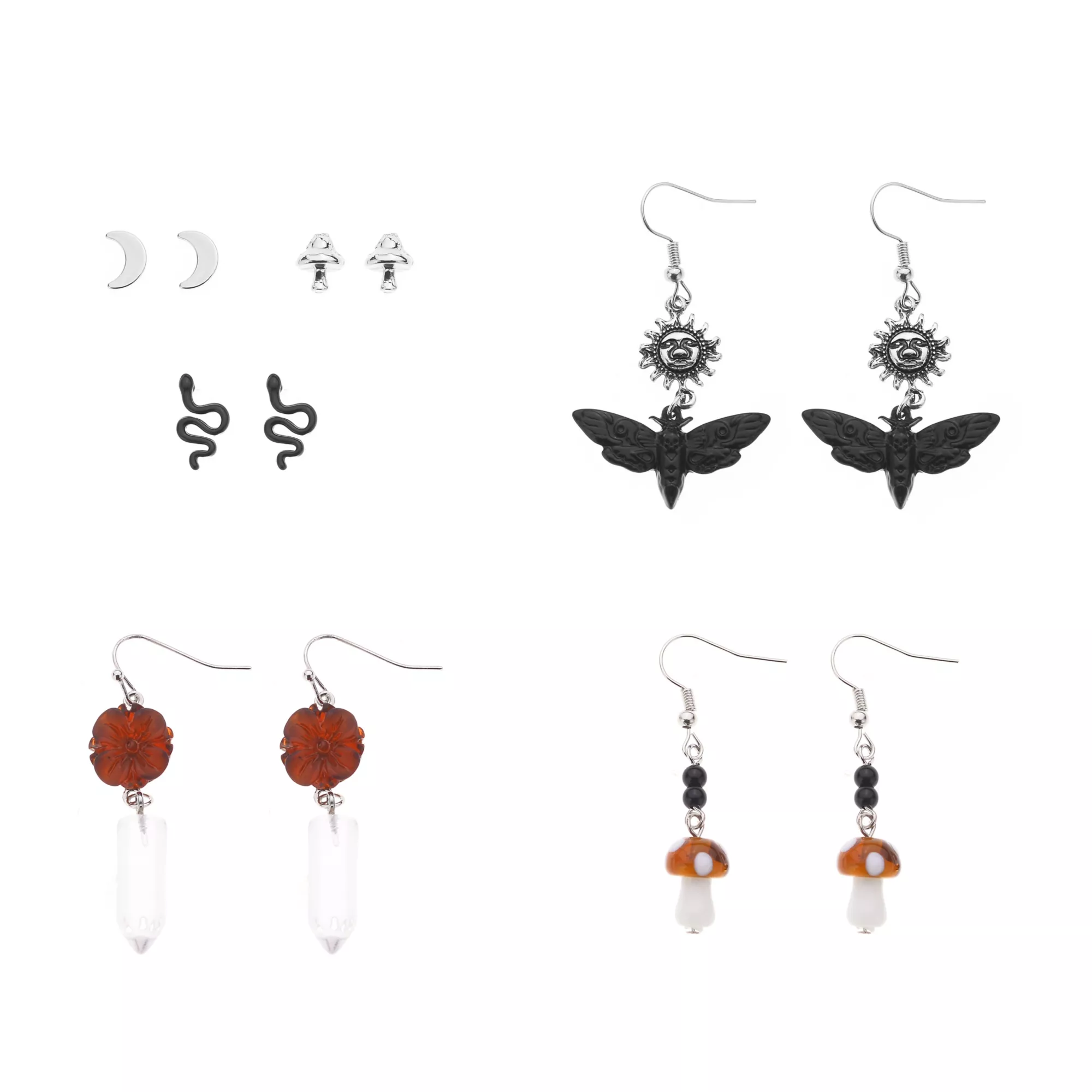 Multi-Pack Witchy Cottagecore Stud and Dangle Earrings - 6 Pack at Spencer's