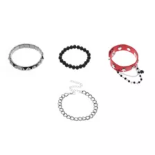 Multi-Pack Mixed Chain and Star Charm Bracelets - 4 Pack at Spencer's