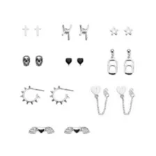 Multi-Pack Dark Heart Mixed Earrings - 9 Pair at Spencer's