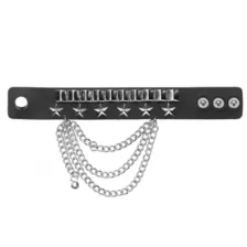 Star Stud Chain Faux Leather Cuff Bracelet at Spencer's