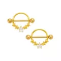 Gold-Tone CZ Star Nipple Shields - 14 Gauge at Spencer's