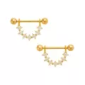 Clear CZ Square Gold-Plated Titanium Nipple Half Shields  - 14 Gauge at Spencer's