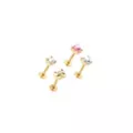 Multi-Pack CZ Gold-Tone Heart and Bow Labret Lip Rings 4 Pack - 16 Gauge at Spencer's