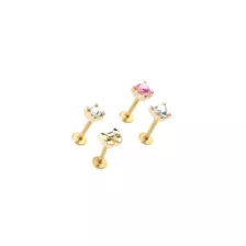Multi-Pack CZ Gold-Tone Heart and Bow Labret Lip Rings 4 Pack - 16 Gauge at Spencer's