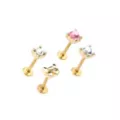 Multi-Pack CZ Gold-Tone Heart and Bow Labret Lip Rings 4 Pack - 16 Gauge at Spencer's