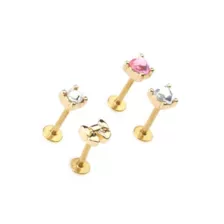 Multi-Pack CZ Gold-Tone Heart and Bow Labret Lip Rings 4 Pack - 16 Gauge at Spencer's