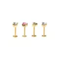 Multi-Pack CZ Gold-Tone Heart and Bow Labret Lip Rings 4 Pack - 16 Gauge at Spencer's