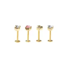Multi-Pack CZ Gold-Tone Heart and Bow Labret Lip Rings 4 Pack - 16 Gauge at Spencer's
