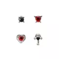 Multi-Pack Red and Black CZ Heart and Cross Labret Lip Rings 4 Pack - 16 Gauge at Spencer's