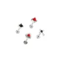 Multi-Pack Red and Black CZ Heart and Cross Labret Lip Rings 4 Pack - 16 Gauge at Spencer's