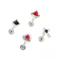 Multi-Pack Red and Black CZ Heart and Cross Labret Lip Rings 4 Pack - 16 Gauge at Spencer's