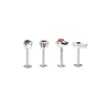 Multi-Pack Red and Black CZ Heart and Cross Labret Lip Rings 4 Pack - 16 Gauge at Spencer's