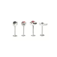 Multi-Pack Red and Black CZ Heart and Cross Labret Lip Rings 4 Pack - 16 Gauge at Spencer's