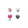 Multi-Pack CZ Pink Bow and Gothic Heart Labret Lip Rings 4 Pack - 16 Gauge at Spencer's