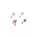 Multi-Pack CZ Pink Bow and Gothic Heart Labret Lip Rings 4 Pack - 16 Gauge at Spencer's