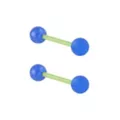 Glow in the Dark Royal Blue and Green Bioflex Acrylic Barbells - 14 Gauge at Spencer's