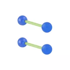 Glow in the Dark Royal Blue and Green Bioflex Acrylic Barbells - 14 Gauge at Spencer's