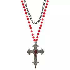 Layered Beaded Drip Cross Necklace at Spencer's