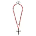 Layered Beaded Drip Cross Necklace at Spencer's