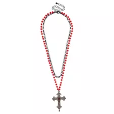 Layered Beaded Drip Cross Necklace at Spencer's