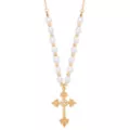 Pearl-Effect Cross Gold-Tone Necklace at Spencer's