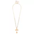 Pearl-Effect Cross Gold-Tone Necklace at Spencer's