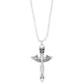 Silvertone Winged Skull Cross Pendant Necklace at Spencer's