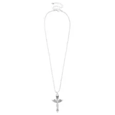 Silvertone Winged Skull Cross Pendant Necklace at Spencer's