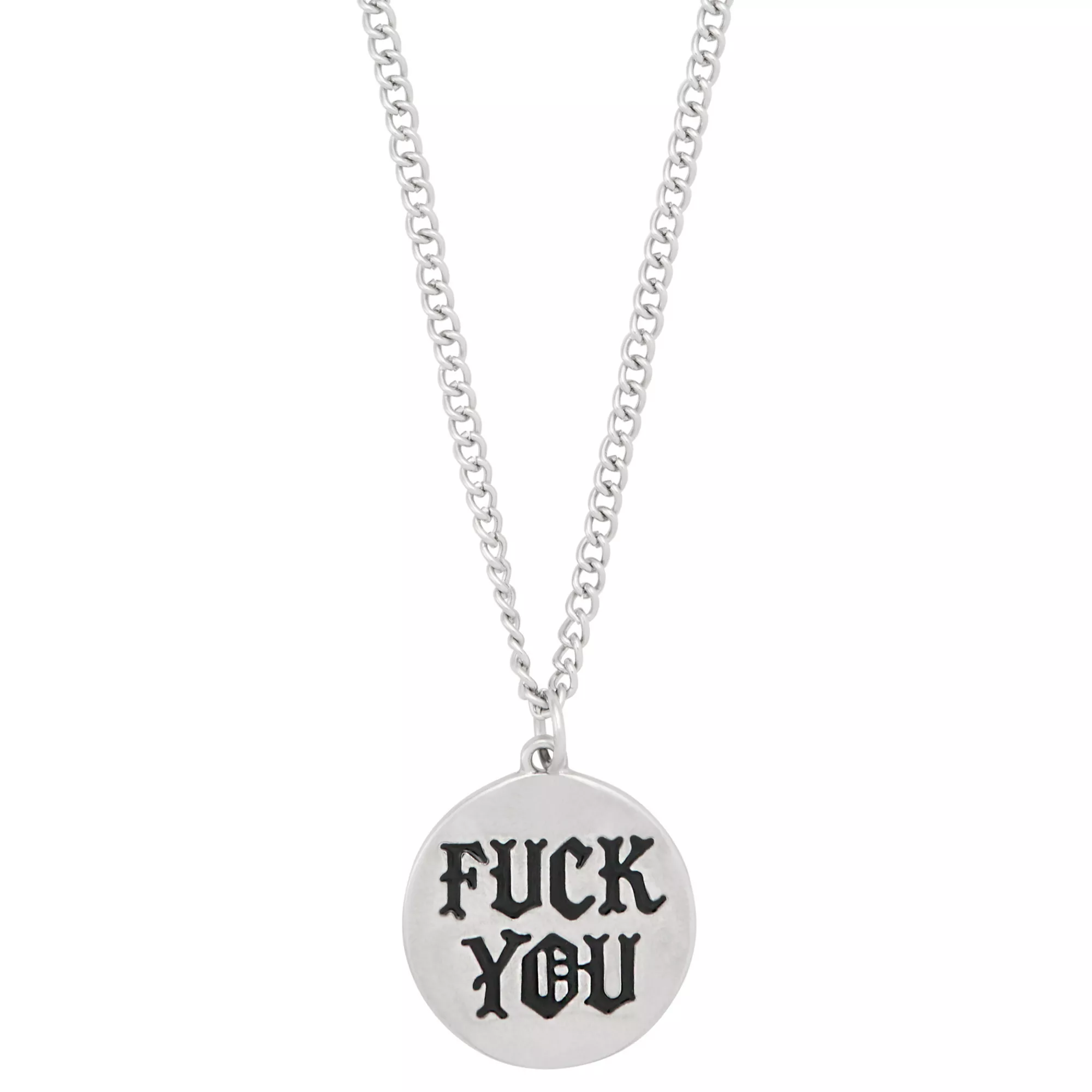 Silvertone Fuck You Pendant Necklace at Spencer's