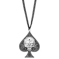 Skull Spade Black and Silver-Tone Necklace at Spencer's