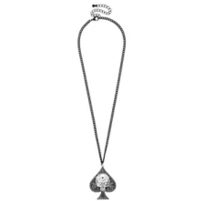 Skull Spade Black and Silver-Tone Necklace at Spencer's