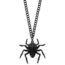 Black Skull Spider Pendant Necklace at Spencer's