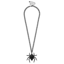 Black Skull Spider Pendant Necklace at Spencer's