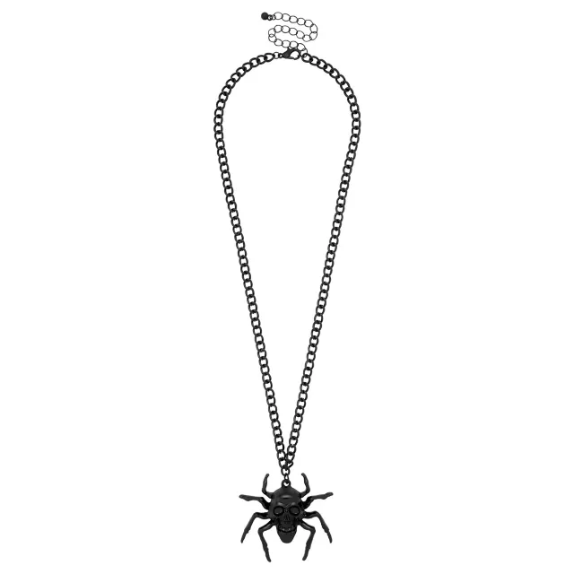Black Skull Spider Pendant Necklace at Spencer's