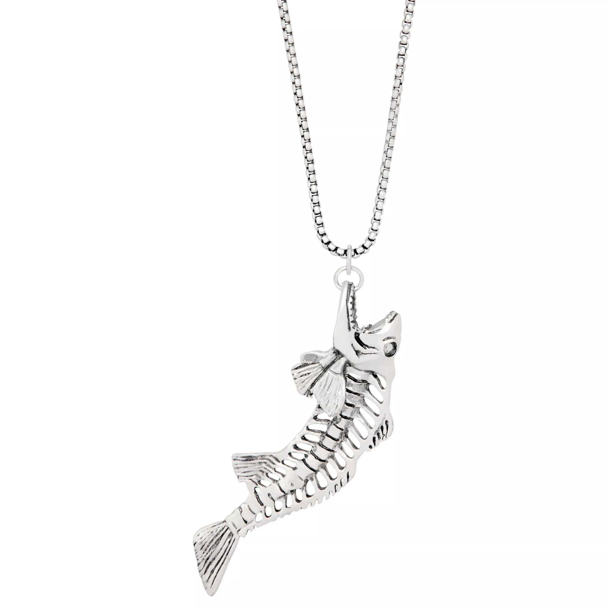 Fish Skeleton Pendant Necklace