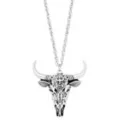 Silvertone Longhorn Skull Pendant Necklace at Spencer's