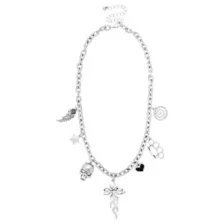 Silvertone Cyber Cross Charm Necklace at Spencer's