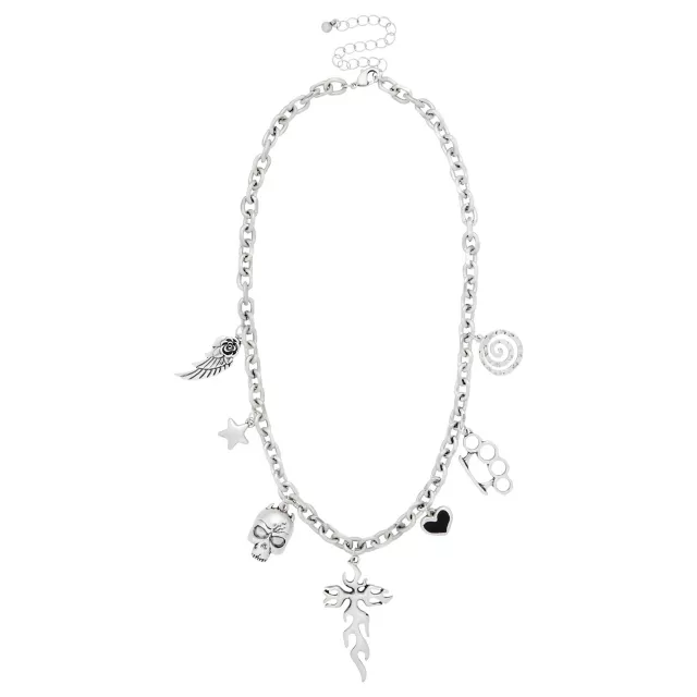 Silvertone Cyber Cross Charm Necklace at Spencer's