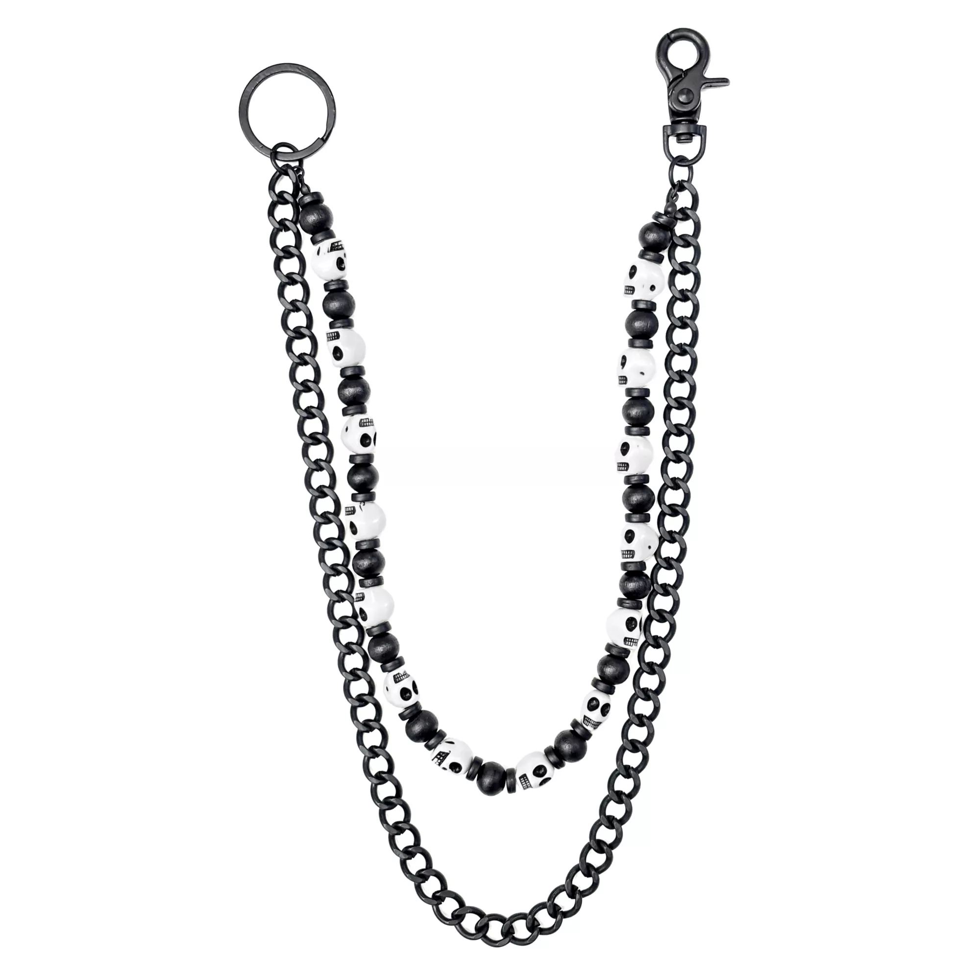 2-Row Skull Charm Curb Wallet Chain at Spencer's