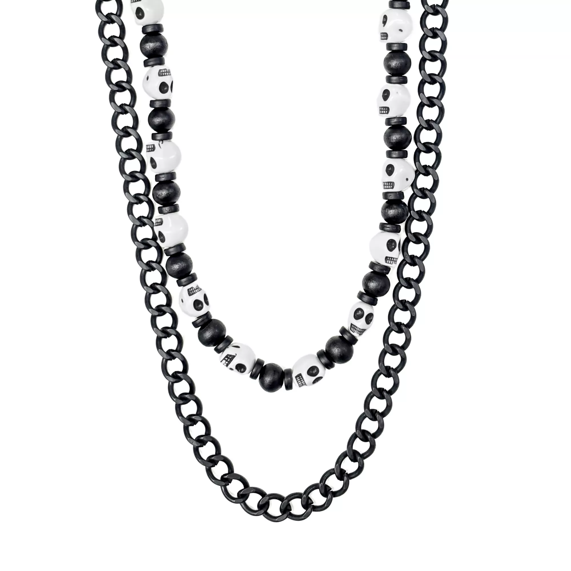 2-Row Skull Charm Curb Wallet Chain