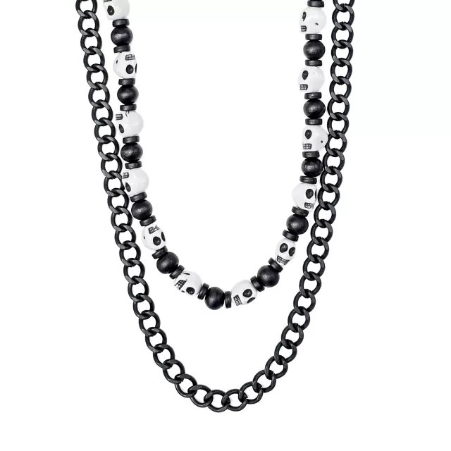 2-Row Skull Charm Curb Wallet Chain at Spencer's
