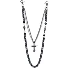2-Row Cross and Skull Charm Wallet Chain at Spencer's