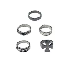 Multi-Pack Gothic Cross Black and Silver-Tone Rings - 5 Pack at Spencer's