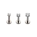 Multi-Pack ASTM F-136 Titanium Clear CZ Pronged Silver-Tone Labret Lip Rings 3 Pack - 16 Gauge at Spencer's