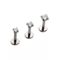 Multi-Pack ASTM F-136 Titanium Clear CZ Pronged Silver-Tone Labret Lip Rings 3 Pack - 16 Gauge at Spencer's