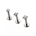 Multi-Pack ASTM F-136 Titanium Clear CZ Pronged Silver-Tone Labret Lip Rings 3 Pack - 16 Gauge at Spencer's