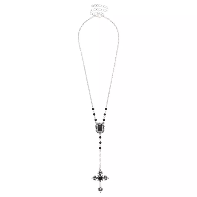 Black Gothic Cross Rosary Chain at Spencer's